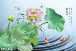 Tranh những chú chuồn chuồn bay lượn trên hồ cá chép Tranh những chú chuồn chuồn bay lượn trên hồ cá chép