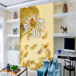 Tranh psd hoa sen cá chép giả ngọc và chú chuồn chuồn Tranh psd hoa sen cá chép giả ngọc và chú chuồn chuồn