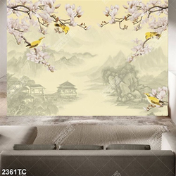 Tranh hoa mộc lan nền phong thủy