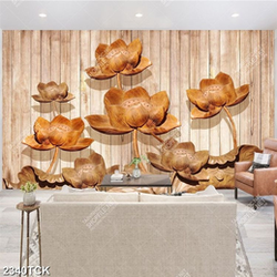 Tranh in tường những bông hoa sen điêu khắc gỗ quý Tranh in tường những bông hoa sen điêu khắc gỗ quý