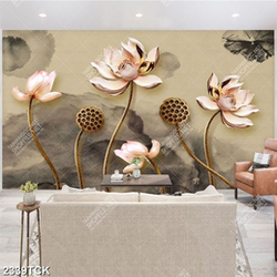 Tranh nghệ thuật bông hoa sen hồng và đài hoa giả ngọc Tranh nghệ thuật bông hoa sen hồng và đài hoa giả ngọc