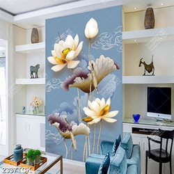 Tranh sơn dầu trang trí những bông hoa sen hồng trong hồ Tranh sơn dầu trang trí những bông hoa sen hồng trong hồ