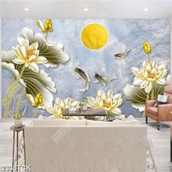 Tranh những bông hoa sen trắng khoe sắc dưới ánh trăng Tranh những bông hoa sen trắng khoe sắc dưới ánh trăng