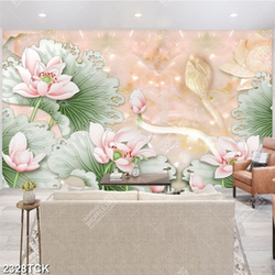 Tranh hoa sen hồng khoe sắc giả ngọc trang trí tường Tranh hoa sen hồng khoe sắc giả ngọc trang trí tường