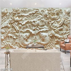 Tranh đàn cá chép và đầm hoa sen điêu khắc gỗ in 5d Tranh đàn cá chép và đầm hoa sen điêu khắc gỗ in 5d