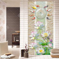 Tranh in tường đầm hoa sen và đàn cá chép nhiều mà sắc Tranh in tường đầm hoa sen và đàn cá chép nhiều mà sắc