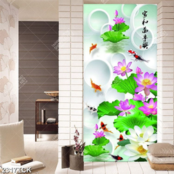 Tranh decor những bông hoa sen hồng trong hồ cá chép Tranh decor những bông hoa sen hồng trong hồ cá chép