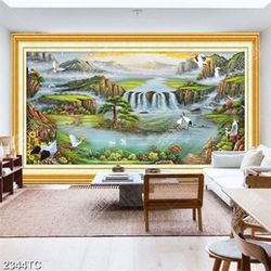 Tranh sơn thủy và chim Hạc