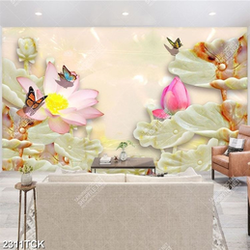 Tranh những chú bướm trên hồ sen giả ngọc dán tường Tranh những chú bướm trên hồ sen giả ngọc dán tường