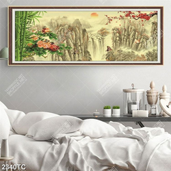 Tranh cây tre và nền thác phong thủy