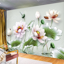 Tranh hoa sen hồng trong hồ cá chép và chú chuồn chuồn Tranh hoa sen hồng trong hồ cá chép và chú chuồn chuồn