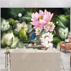 Tranh hoa sen cá chép vàng trong hồ trang trí tường Tranh hoa sen cá chép vàng trong hồ trang trí tường