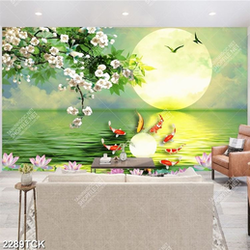 Tranh đàn cá chép bơi tung tăng dưới cành hoa anh đào psd Tranh đàn cá chép bơi tung tăng dưới cành hoa anh đào psd