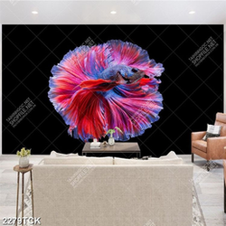 Tranh nghệ thuật sơn dầu chú cá sim betta trên nên tối Tranh nghệ thuật sơn dầu chú cá sim betta trên nên tối