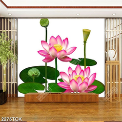 Tranh in uv những chiếc lá xanh đan xen bông hoa sen Tranh in uv những chiếc lá xanh đan xen bông hoa sen