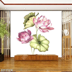 Tranh decor những bông hoa sen hồng bên chiếc lá úa Tranh decor những bông hoa sen hồng bên chiếc lá úa