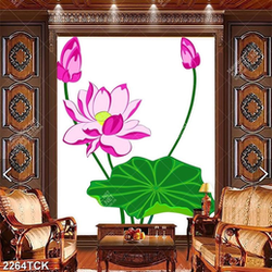 Tranh nghệ thuật lá sen xanh non bên bông hoa sen hồng Tranh nghệ thuật lá sen xanh non bên bông hoa sen hồng