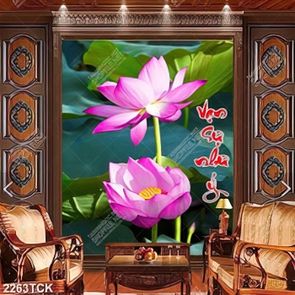 Tranh in canvas những bông hoa sen hồng vạn sự như ý Tranh in canvas những bông hoa sen hồng vạn sự như ý