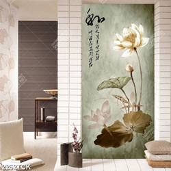 Tranh sơn dầu trang trí những bông hoa sen mộc mạc Tranh sơn dầu trang trí những bông hoa sen mộc mạc