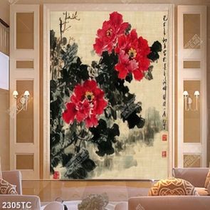 Tranh màu nước hoa mẫu đơn