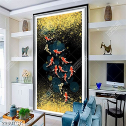 Tranh in uv đàn cá chép bơi tung tăng trong đêm tối Tranh in uv đàn cá chép bơi tung tăng trong đêm tối