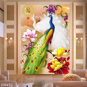 Tranh đôi công và hoa mộc lan