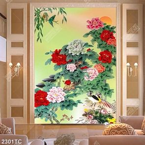 Tranh sơn dầu hoa mẫu đơn