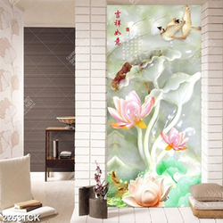 Tranh hoa sen trắng giả ngọc bên hoa ly trang trí tường Tranh hoa sen trắng giả ngọc bên hoa ly trang trí tường