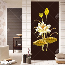 Tranh trang trí hồ hoa sen khoe sắc dưới ánh trăng vàng Tranh trang trí hồ hoa sen khoe sắc dưới ánh trăng vàng