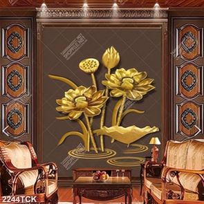 Tranh những bông hoa sen nở rộ khoe sắc vàng psd Tranh những bông hoa sen nở rộ khoe sắc vàng psd