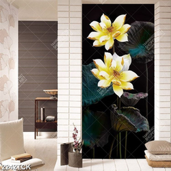 Tranh decor những bông hoa sen vàng trong màn đêm Tranh decor những bông hoa sen vàng trong màn đêm