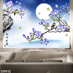 Tranh hoa mộc lan và ánh trăng