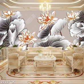 Tranh in canvas bông hoa sen dáp vàng trên nền xám Tranh in canvas bông hoa sen dáp vàng trên nền xám