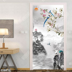 Tranh hoa mộc lan và cảnh thác