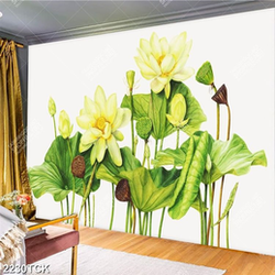 Tranh in uv những bông hoa sen trắng bên lá màu xanh Tranh in uv những bông hoa sen trắng bên lá màu xanh