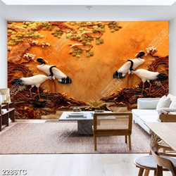 Tranh giả ngọc đôi Hạc và cây tùng