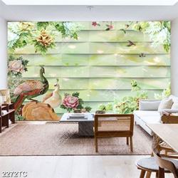 Tranh chim công giả ngọc nền 3D