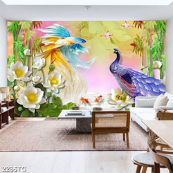 Tranh giả ngọc chim công và cá chép