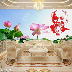 Tranh hình ảnh bác Hồ trên hồ hoa sen trang trí tường Tranh hình ảnh bác Hồ trên hồ hoa sen trang trí tường