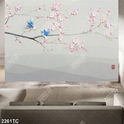 Tranh 3d cây đào in dán tường đẹp