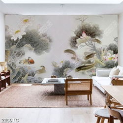 Tranh cá chép và hoa Sen in canvas đẹp