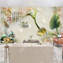 Tranh in canvas chú chim non đậu trên bông sen giả ngọc Tranh in canvas chú chim non đậu trên bông sen giả ngọc