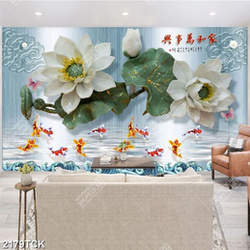 Tranh psd những bông hoa sen trắng trên nền vân đá Tranh psd những bông hoa sen trắng trên nền vân đá