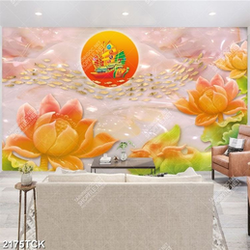 Tranh đôi chim bên những bông hoa sen giả hồng ngọc Tranh đôi chim bên những bông hoa sen giả hồng ngọc