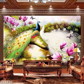 Tranh chim công và hoa mộc lan