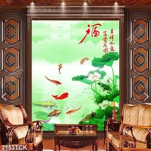 Tranh sơn dầu trang trí những bông hoa sen hồng psd