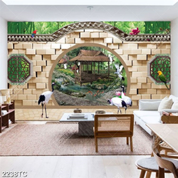 Tranh 3D chim Hạc in dán tường đẹp