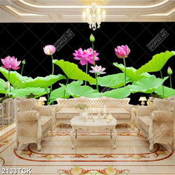 Tranh decor những bông hoa sen hồng trong đêm tối