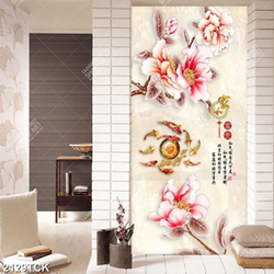 Tranh nghẹ thuật hoa sen cá chép giả ngọc trang trí tường