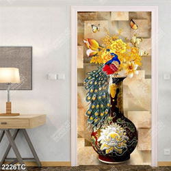 Tranh bình hoa tài lộc nền gạch